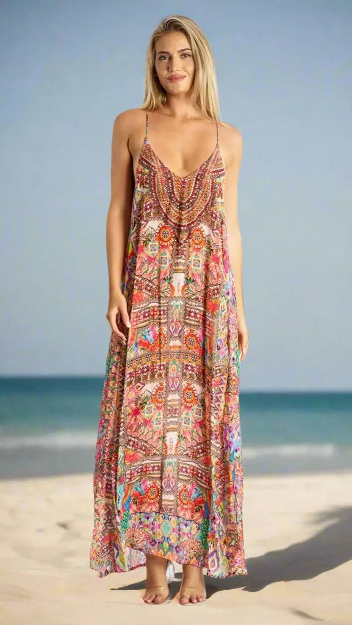 Spaghetti Strap Dress - Premium Resort Wear | Luxury Maxi Dress for Vacation & Cruise | Club Moda