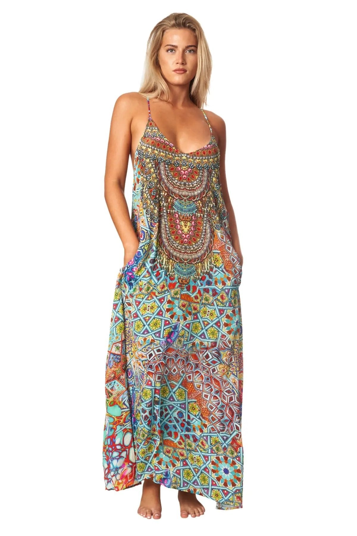 Spaghetti Strap Maxi Dress with Pockets La Moda Clothings