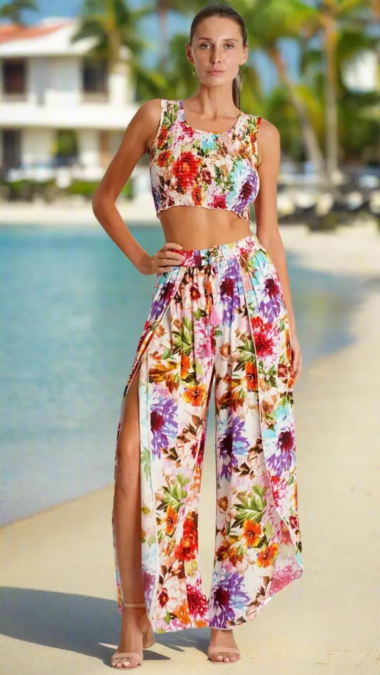 Split Pants 2 Pc Set - Premium Resort Wear | Luxury Co-ord Set for Vacation & Cruise | Club Moda