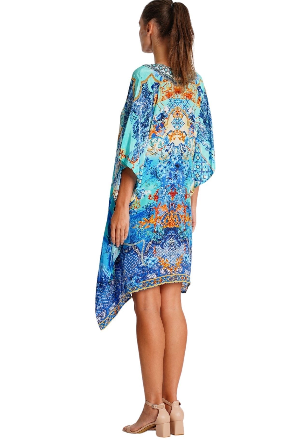 Statement Print Kaftan Dress – Designer Luxury Resort Beach Wear - Designer Caftan | Elegant Kaftan Cover Up Dress | Club Moda USA