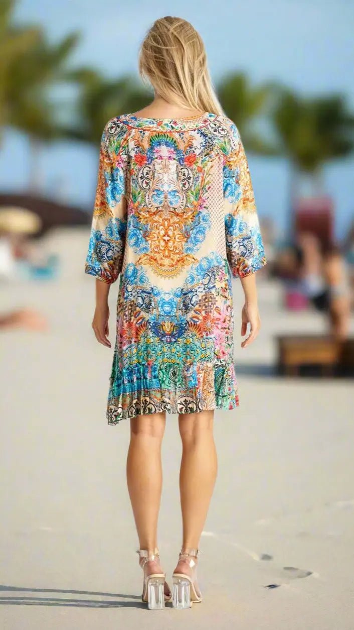 Summer Dress for Beach & Beyond - Designer Mini Dress | Elegant Kaftan Cover Up Dress | Club Moda USA