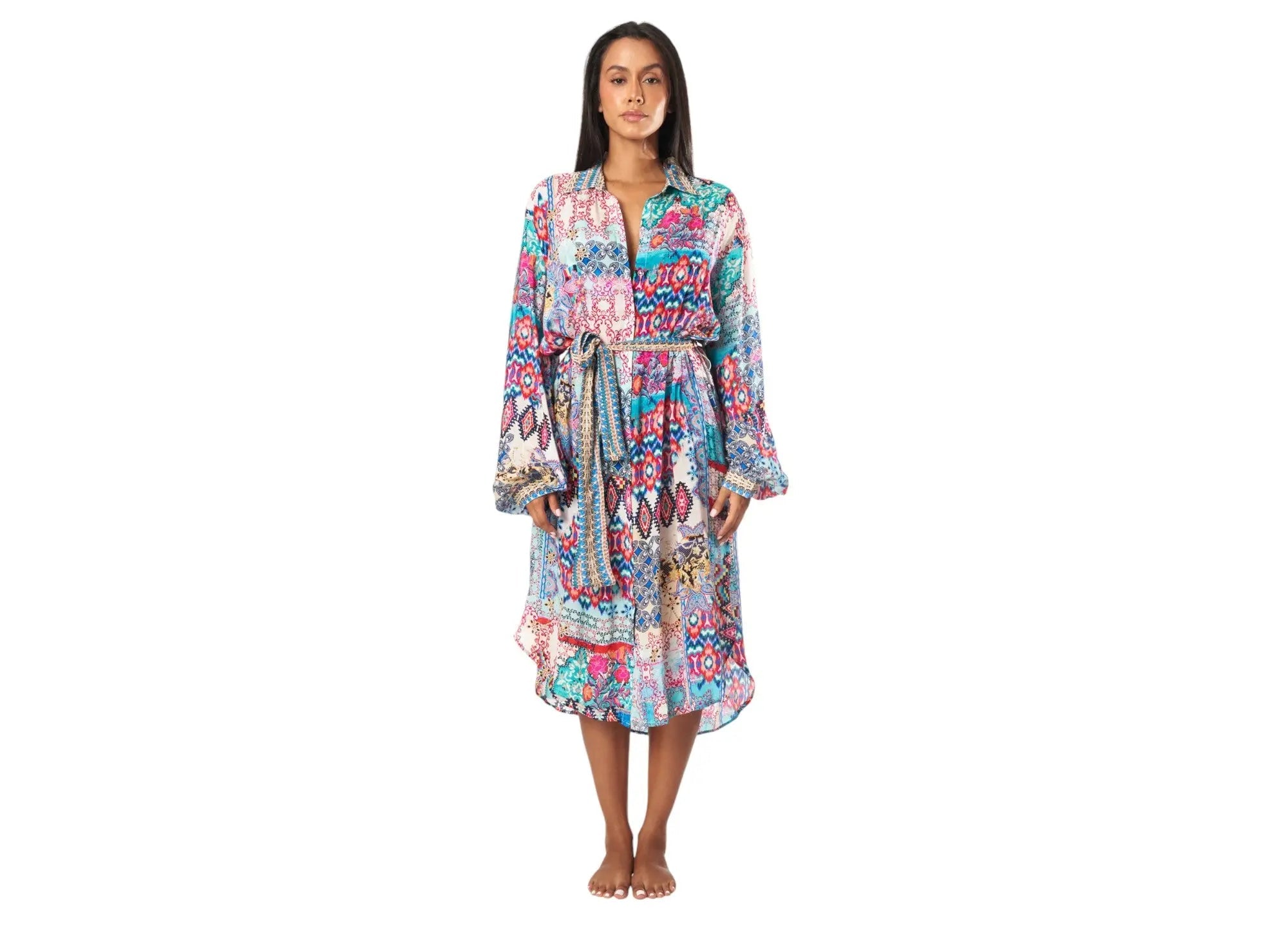 Tribal Ikat Easy Shirtdress Cover-Up La Moda Clothings
