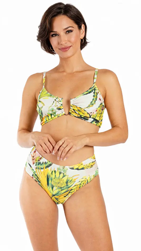 Tropical Print Bikini Set – High Waisted Two Piece Swimsuit for Resort & Beach Vacations Club Moda 2-Piece Swim Set