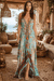 Tropical Print Deep V-Neck Maxi Dress – Bohemian Resort Wear for Women