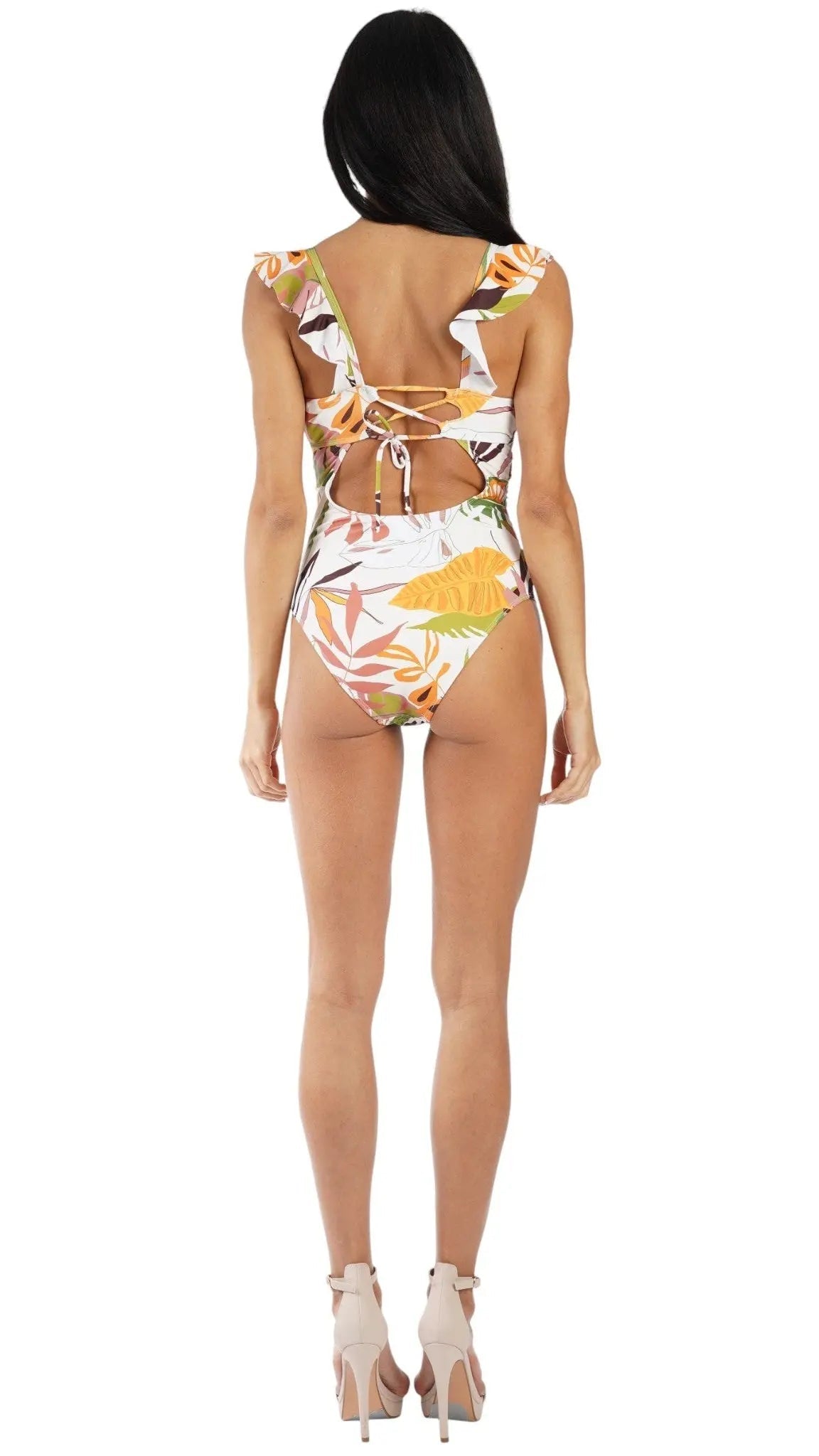Wholesale Tropical Belted One Piece Swimsuit with Matching Cover Ups | Resort Swim Supplier Club Moda One Piece Swimsuit