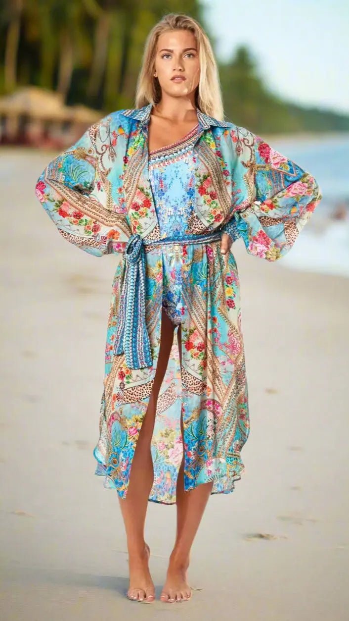True Colors Easy Shirtdress Cover-Up - Designer Shirt Dress | Elegant Kaftan Cover Up Dress | Club Moda USA