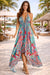 Turquoise Bohemian Print Embellished Maxi Dress