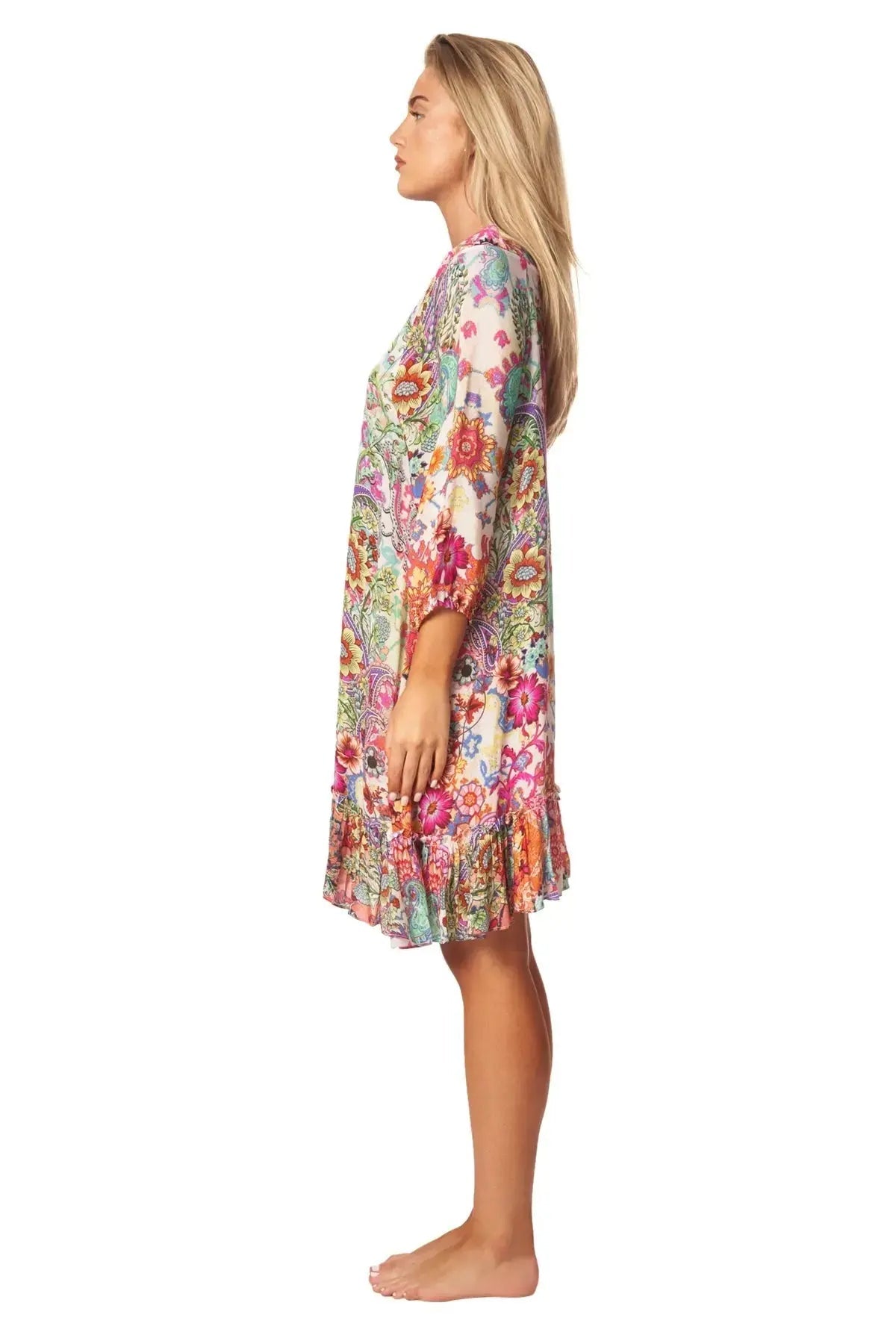 V Neck Mini Dress with Sleeves La Moda Clothings Mini Dress