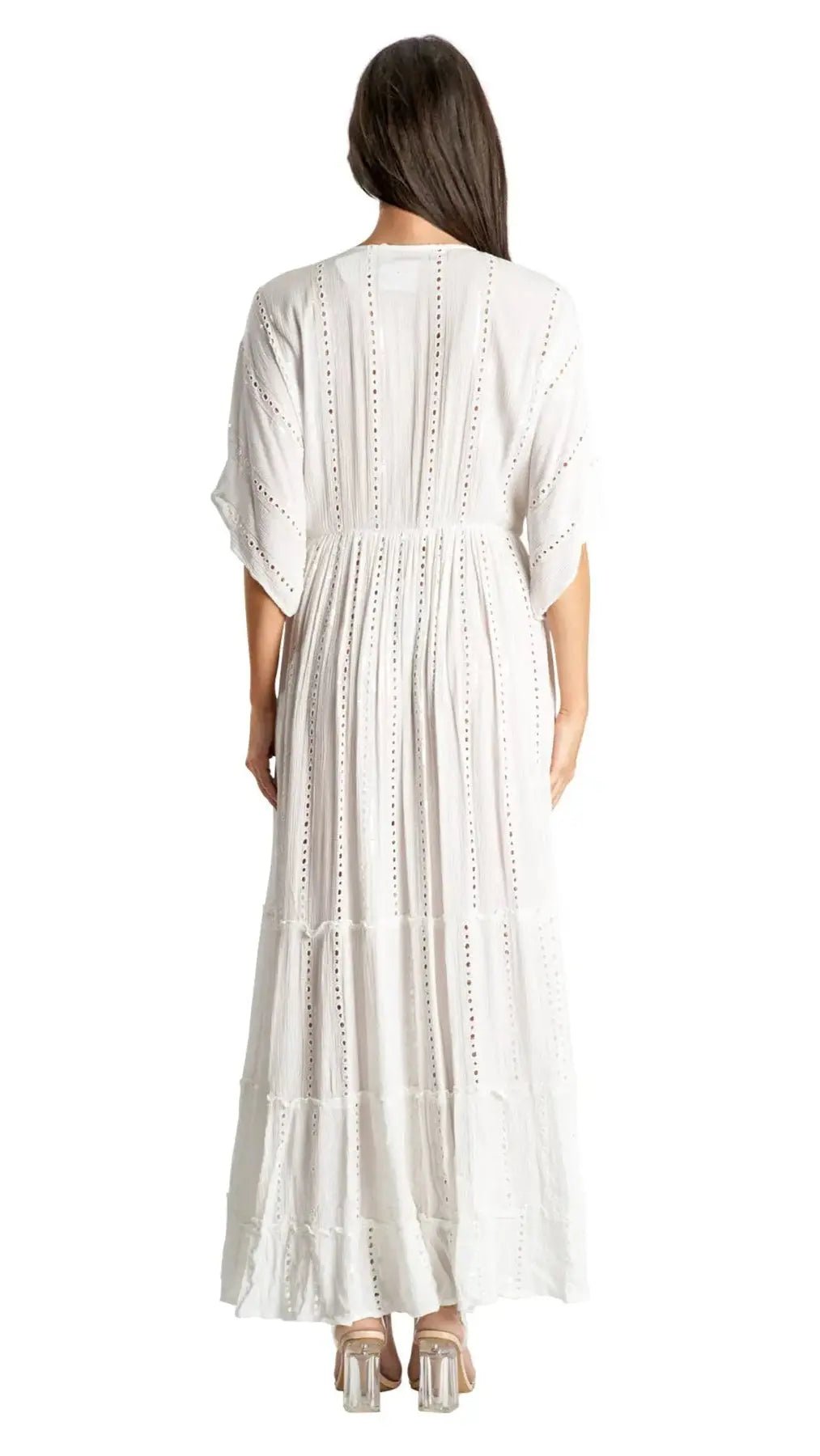 White Embellished Maxi Beach Resort Vacation Dress La Moda Clothing Beach Dress