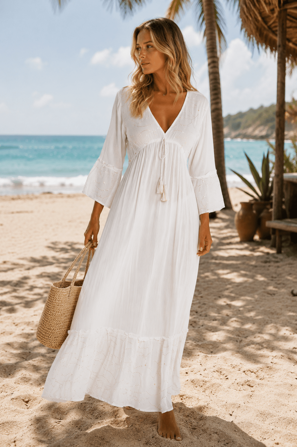 White Maxi Dress - Premium Resort Wear | Luxury Maxi Dress for Vacation & Cruise | Club Moda