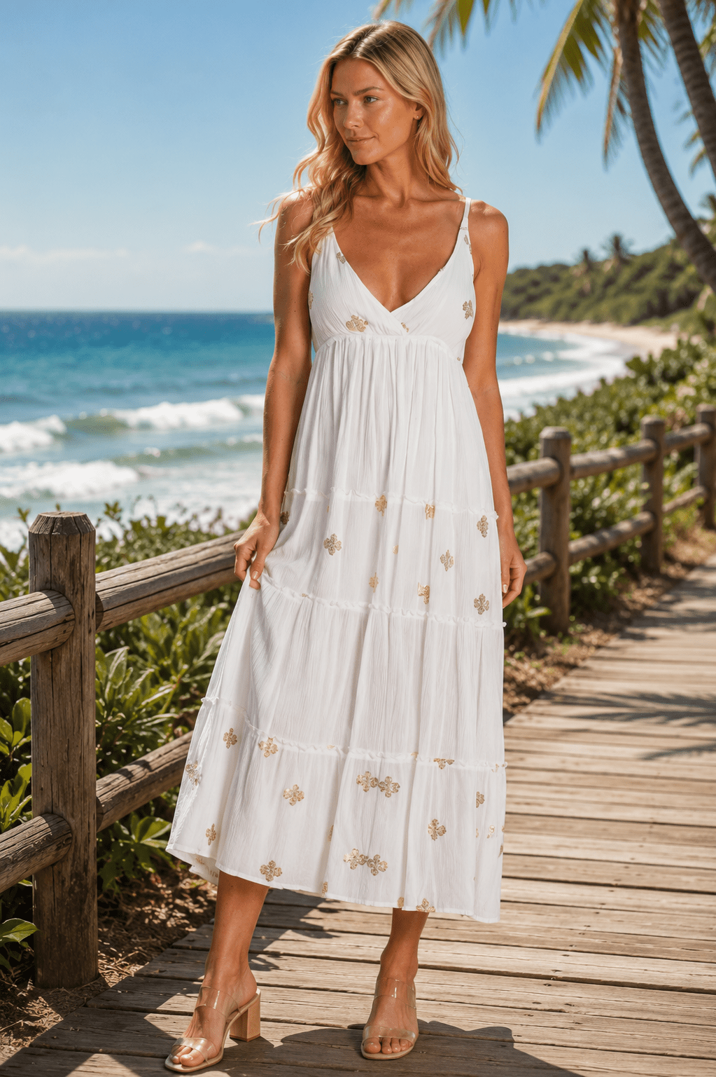 White Sundress - Premium Resort Wear | Luxury Beach Dress for Vacation & Cruise | Club Moda