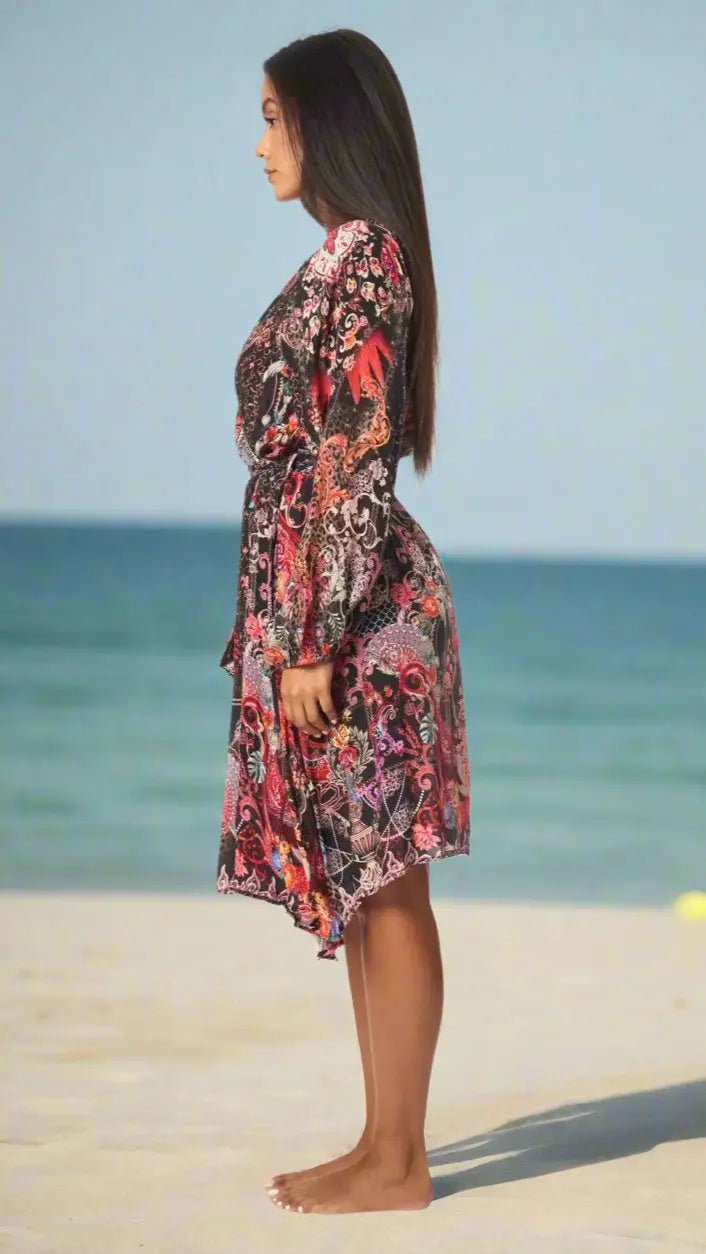 Women's Midi Wrap Dress for Tropical Vacations La Moda Clothing Coverups