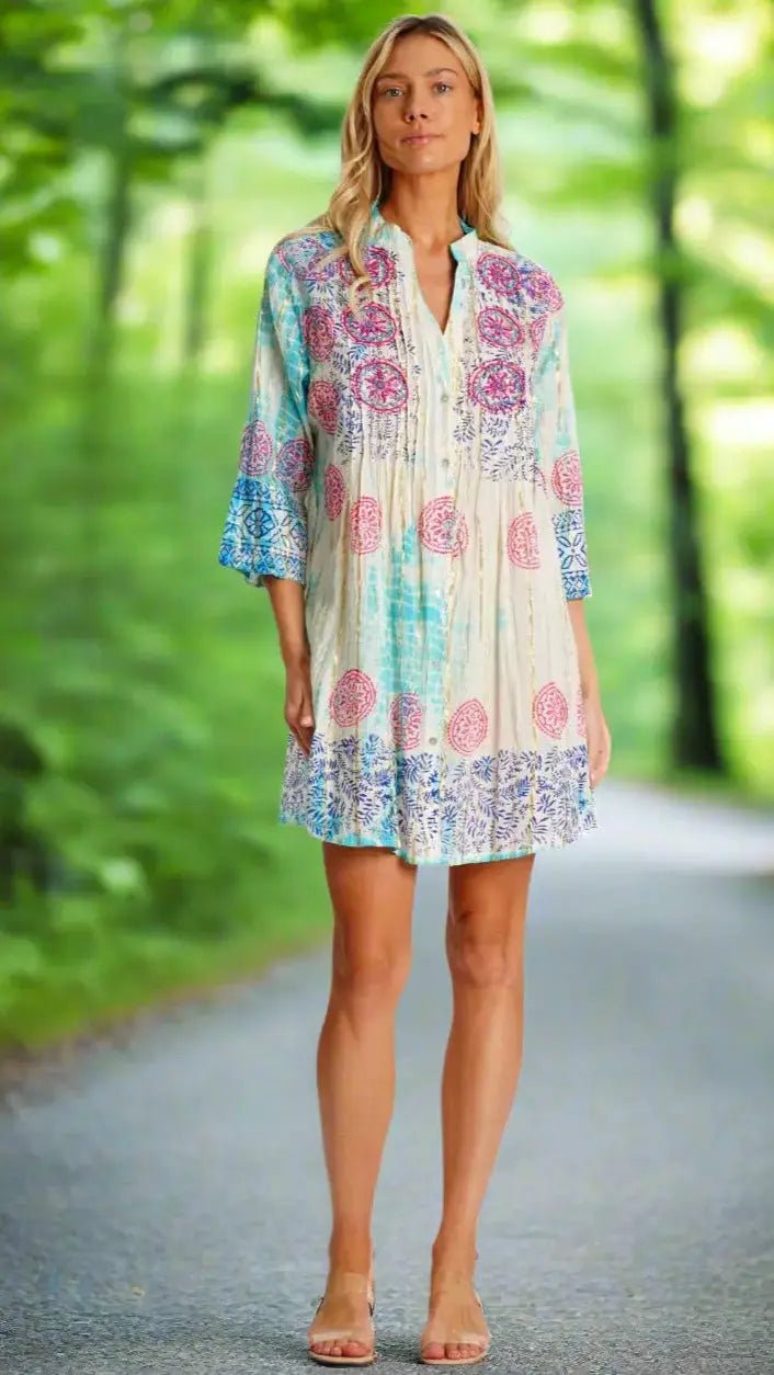 Women's Mixi Short Shirt Dress - Designer Shirt Dress | Elegant Kaftan Cover Up Dress | Club Moda USA