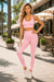 Women's Pink Seamless Activewear Set – High Waisted Leggings & Cross Back Sports Bra Gym Workout Outfit